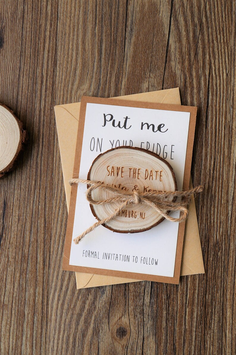 wooden save the date