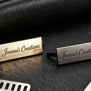 Custom Laser-Engraved Metal Tag, Personalized 33x12mm Rectangle Label for Bags & Luggage, Handmade Tags Includes Stand, Custom Name Plate
