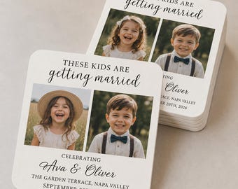 These Kids Are Getting Married Beer mat | Wedding Kid Photos Coaster | Cocktail Party Favors | Party Favors Bulk | Printed Photo Coasters