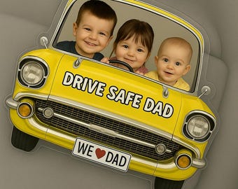 Personalisierte Kinderbilder Auto Visierclip, benutzerdefiniertes Vatertagsgeschenk, Fahren Sie sicher Auto Geschenk, Visierclip für Papa, Foto Auto Sonnenblendenclip