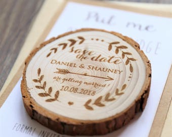 Custom arrow with names Wood Save the date Magnets, rustic wedding favors, Rustic wedding Magnets,Rustic Wedding Magnet