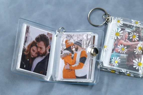 Mini-Fotoalbum-Schlüsselanhänger, personalisiertes Mini-Fotoalbum, Jahrestagsgeschenk, Album für die beste Freundin, Erinnerungsgeschenk, transparentes Mini-Album