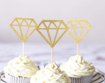 Diamanten cupcake toppers /glitter gouden bruidstaart topper/bruidsfeest cupcake toppers/etensstokjes verloving