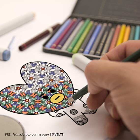 BT21 Tata by BTS V Taehyung: Adult coloring page in high ...