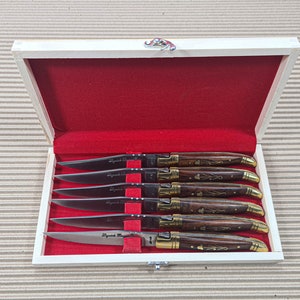 Set of 6 French Laguiole handle steak knives