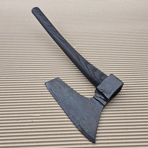 19th c Antique Rare Primitive Wrought Hewing Goosewing Bearded broad Axe Hatchet