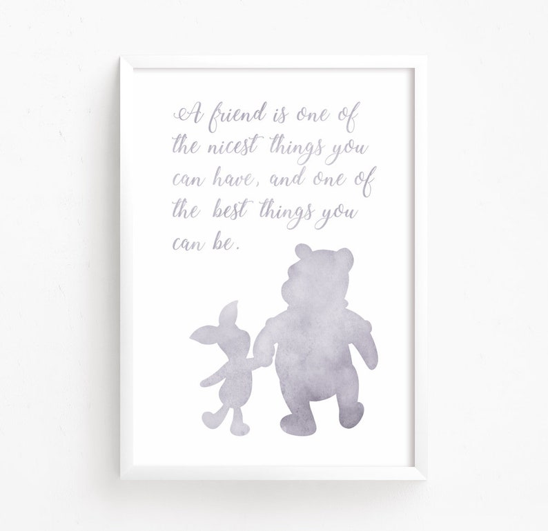 Verkauf 50 Rabatt Winnie The Pooh Aquarell Printable Freundschaft Malerei Disney Druckbare Mädchen Kinderzimmer Wand Kunst Zitat Sofortigen