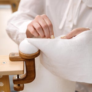 Handmade Wooden Sewing Clamp with Velvet Pincushion Oak, Ash, or Walnut Sewing Bird