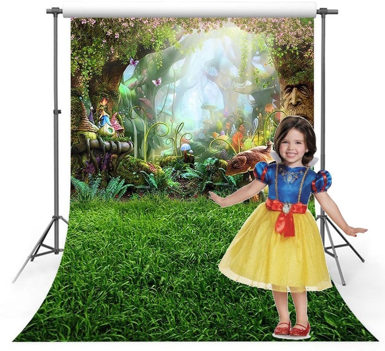 Fairytale Enchanted Forest Mushroom Green grass Newborn Kids Girl Birthday party baby shower backdrop background