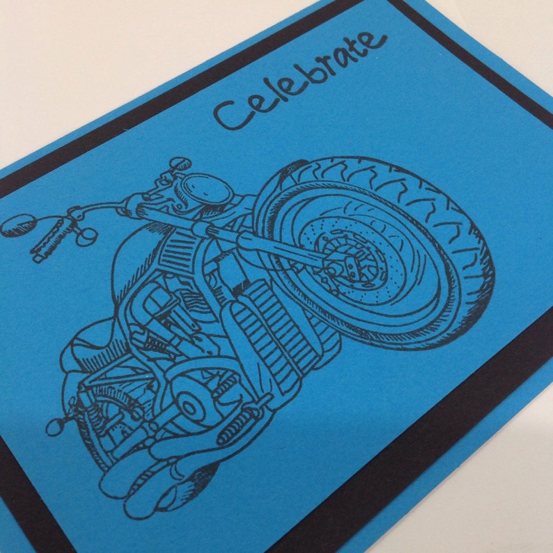 for father/'s day or birthday. Male celebration card featuring motorbike