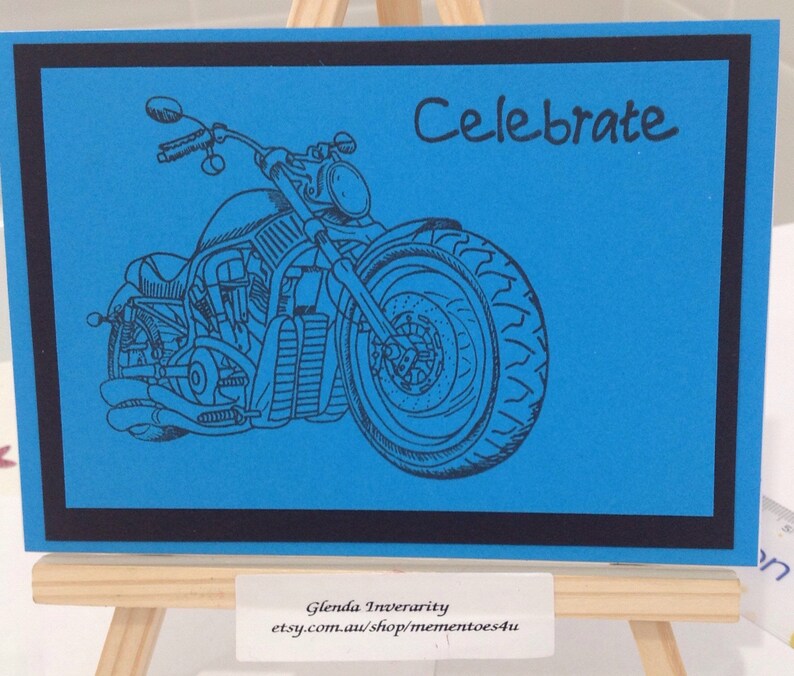 for father/'s day or birthday. Male celebration card featuring motorbike
