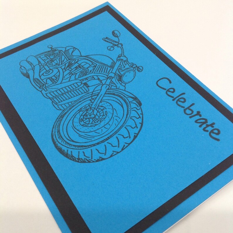 for father/'s day or birthday. Male celebration card featuring motorbike