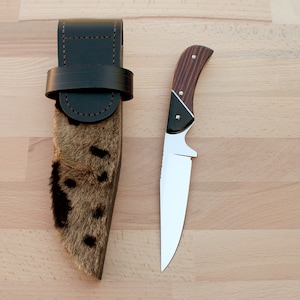 Handmade knife with goatskin sheath