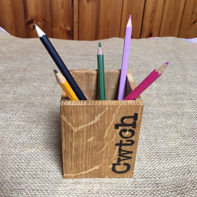 Cwtch Handmade Desk Tidy Made with 5 Local Welsh Hardwoods Made in Wales Small Size image 6