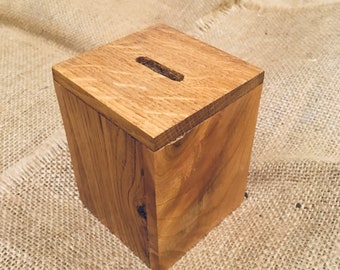Solid Welsh Hardwood Money Box - Each Box Handmade with 6 Different Woods - Small