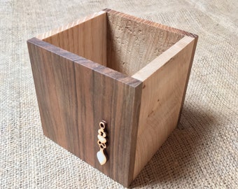 Welsh Wood Lovespoon Detail Pencil Box - Valentines Gift - Brush Holder - Love - Storage - Desk Tidy - Handmade - Large Size