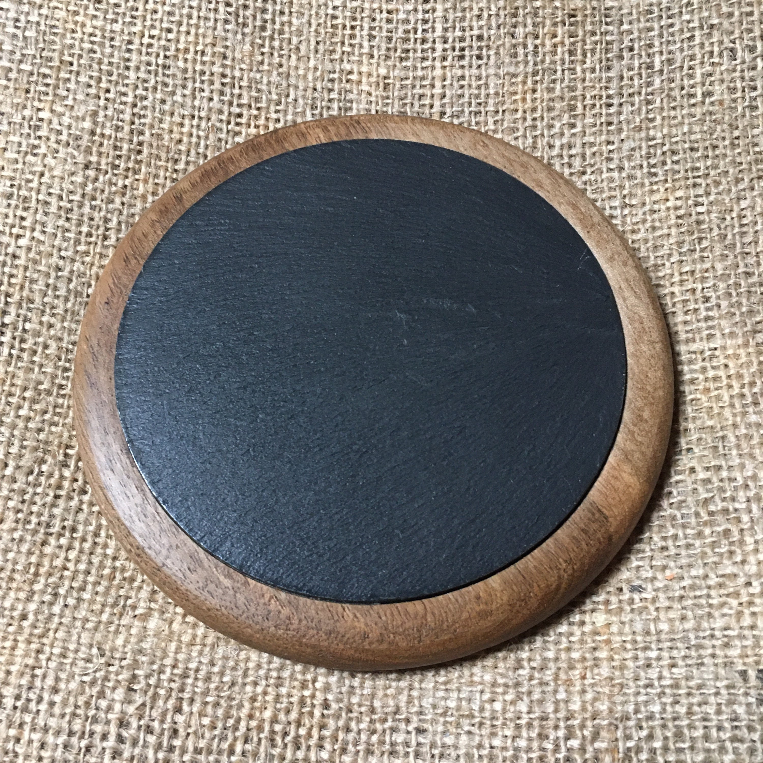 Welsh Slate Coaster in Hardwood Surround Wooden Coaster Etsy