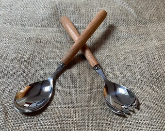 Cherry Wood Salad Servers - Welsh Wood - Locally Sourced - Summer Dining Table