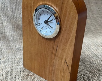 Clock in a Old English Style - Spalted Beech - Handmade - Beautiful Welsh Wood - Silver clock face - Quartz