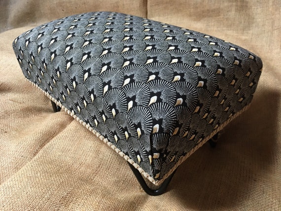 Traditionally Handmade Footstool 8 Tall Art Deco Foot Rest Gatsby Style Hairpin Metal Legs Individually Made Ready to Post Etsy UK