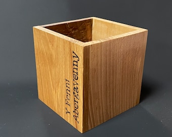 Abergavenny Welsh Wood Pencil Box Storage - Desk Tidy - Brush Holder - Make Up Pot - Handmade - Large Size