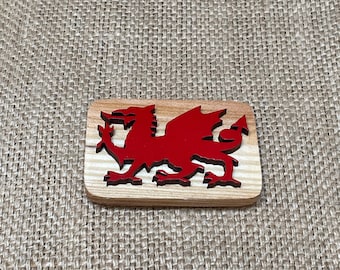 Red Dragon Fridge Magnet - Made in Wales - Welsh Hardwood