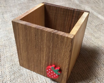 Strawberry Pencil Box - Welsh Wood - Desk Tidy - Pencil Pot - Limited Edition - Handmade - Large Size