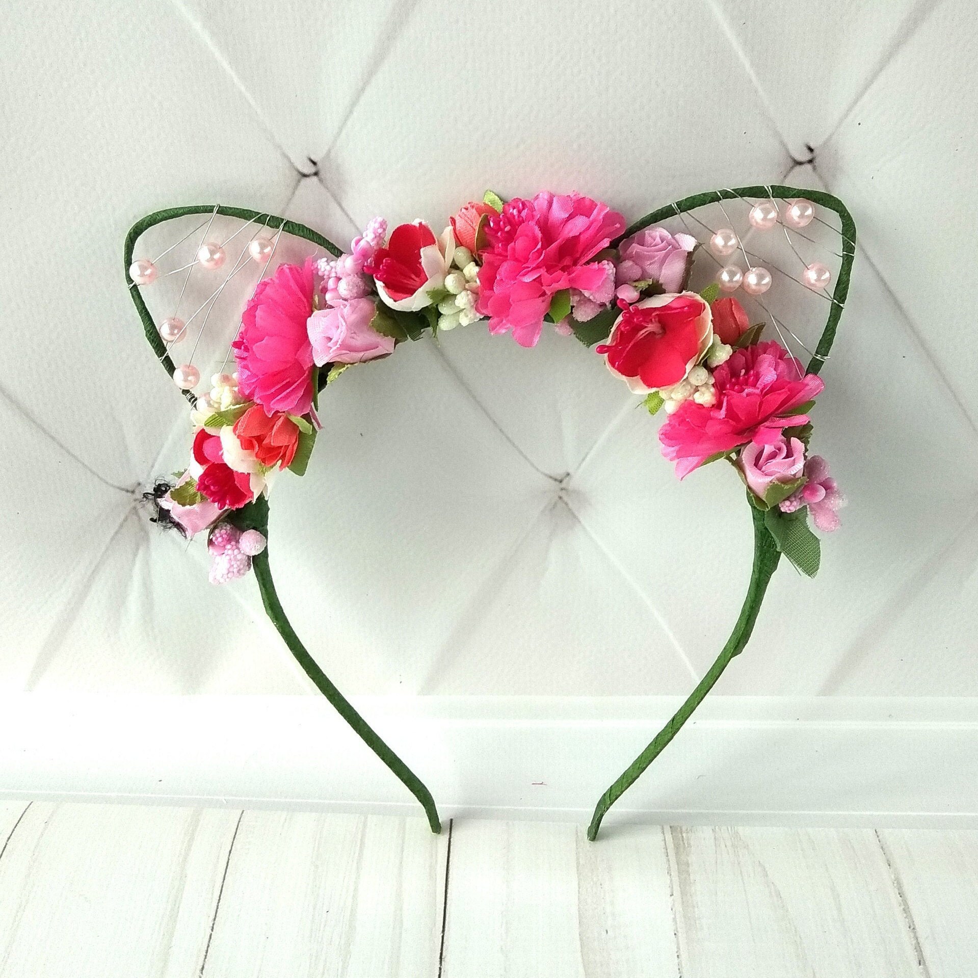 Pink kitten ears Cat ears headband Cosplay ears Pet play ears Etsy