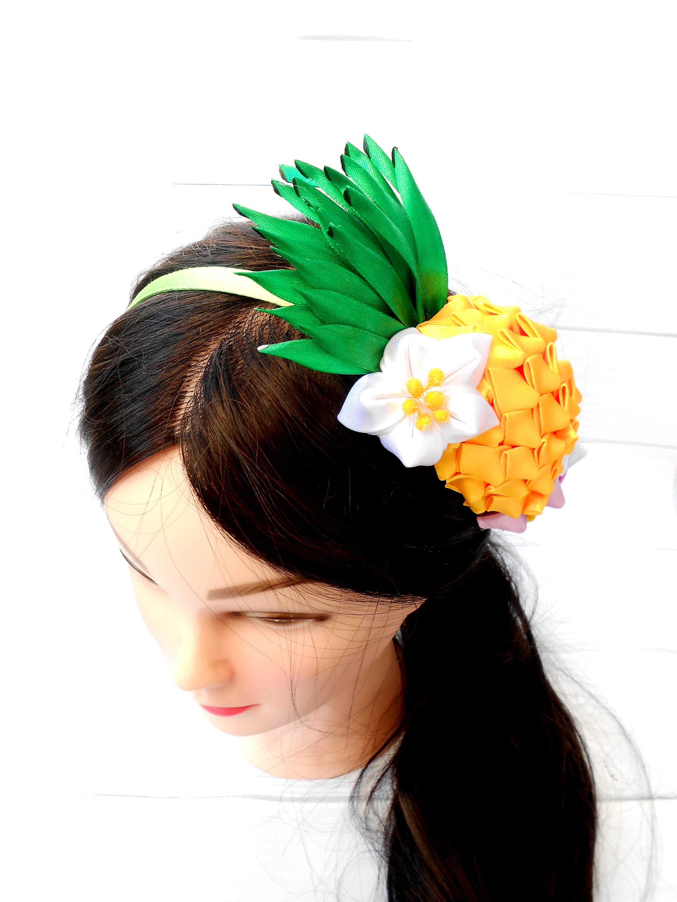 Beaupretty, 2 fasce per capelli con frutti di ananas, creative, hawaiano, per feste estive (giallo