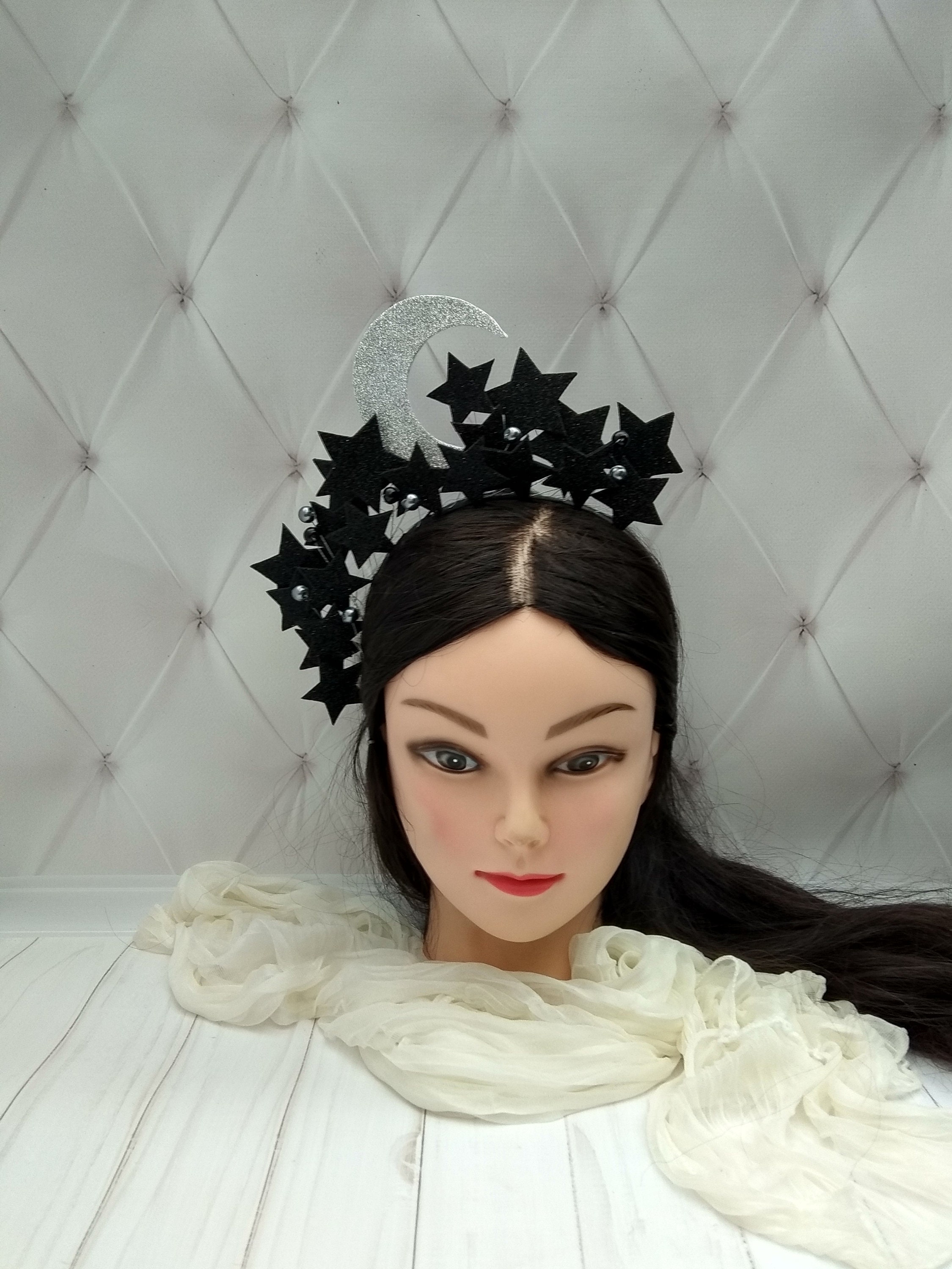 Black Star Crown Fascinator Celestial Halo Headpiece Moon  display picture 3