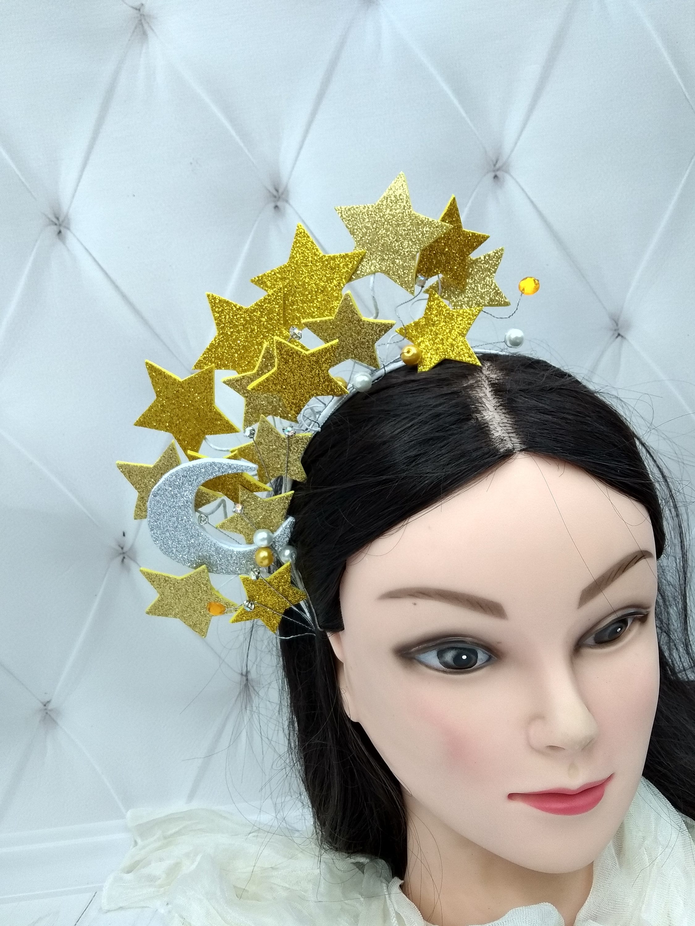 Gold Galaxy Headband Star Fascinator Celestial Headpiece 