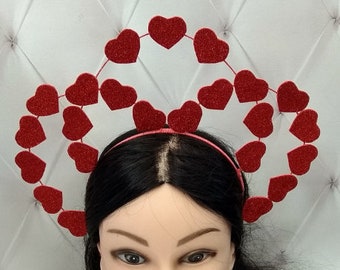 Queen of hearts crown Red halo crown Alice in Wonderland heart headpiece