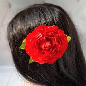 Red mexican hair comb with rose Fiesta hair piece Frida hair accessories flower