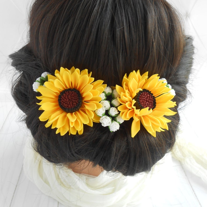 sunflower wedding hair piece