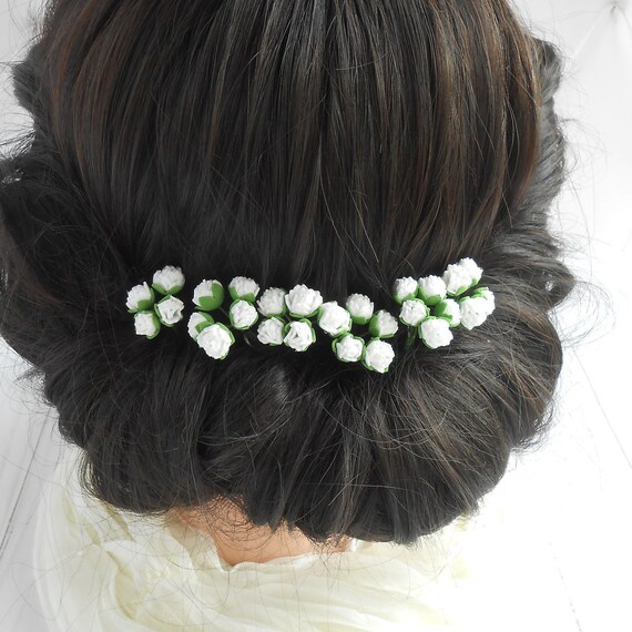 White Flower Bridal Hair Piece Baby Breath Hair Pins Etsy