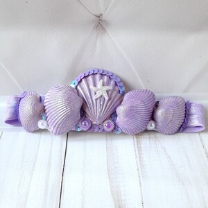 Purple mermaid crown baby seashell Mermaid headband for girls Shell headpiece toddler
