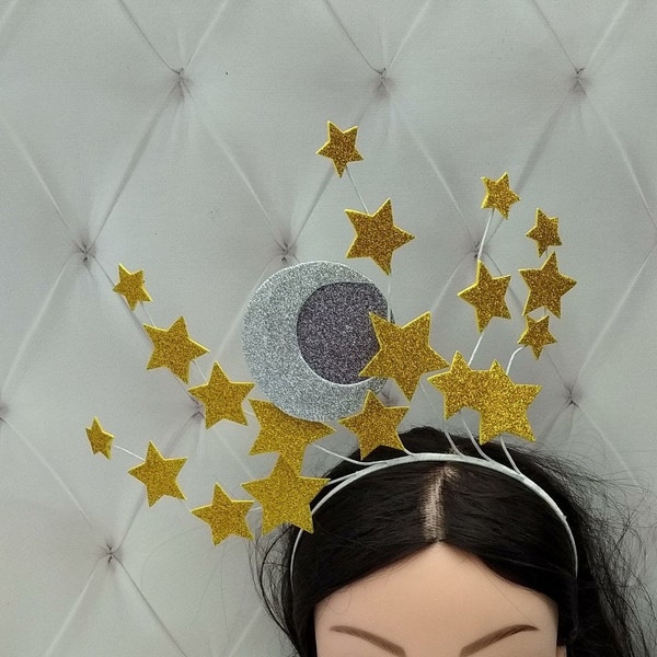 Moon goddess crown fascinator Celestial headpiece Galaxy headband