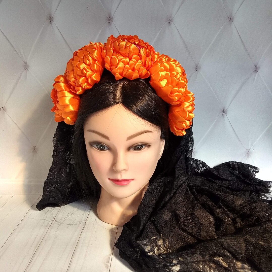 Marigold Catrina Crown Day of the Dead Flower Crown Dia De Los Etsy