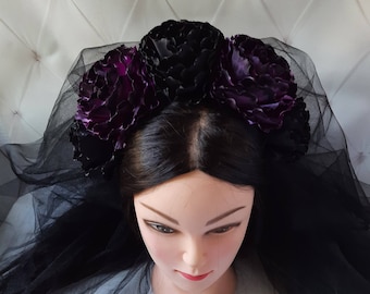 Gothic crown veil Goth headpiece for women Witch headband