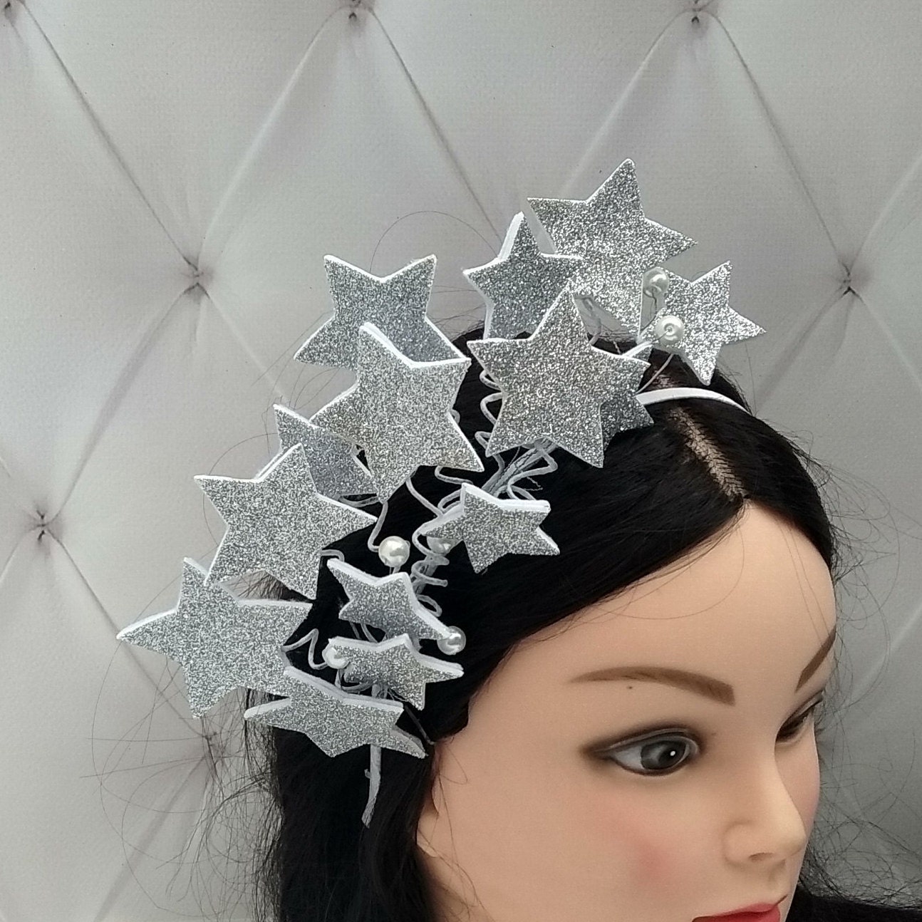 Silver Star Crown Celestial Headpiece Star Fascinator 