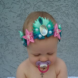 Blue mermaid crown toddler Seashell mermaid headband for girls Mermaid headpiece child