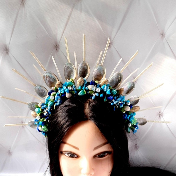 Mermaid halo crown tiara Siren cosplay halo headpiece Seashell mermaid head piece