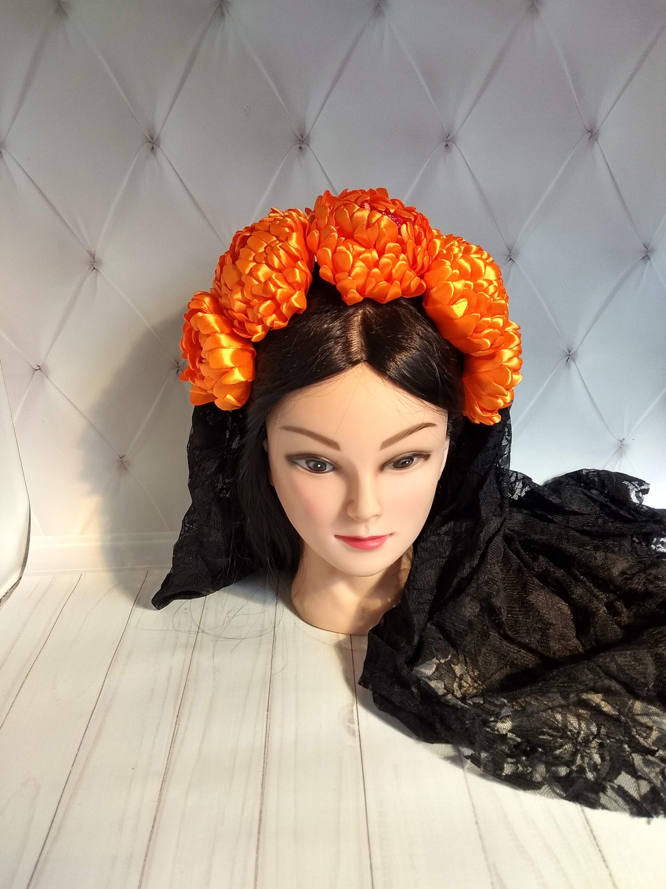 Marigold Catrina Crown Day of the Dead Flower Crown Dia De Los Muertos ...