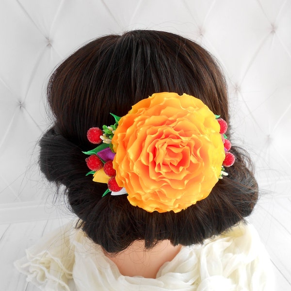 Mexican flower hair comb Frida headpiece Fiesta hair accessories Frida hair flowers