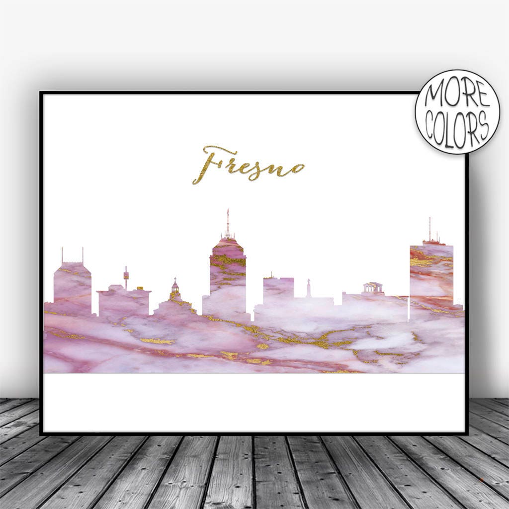 Fresno Skyline Fresno Print Fresno California Office Decor City Wall
