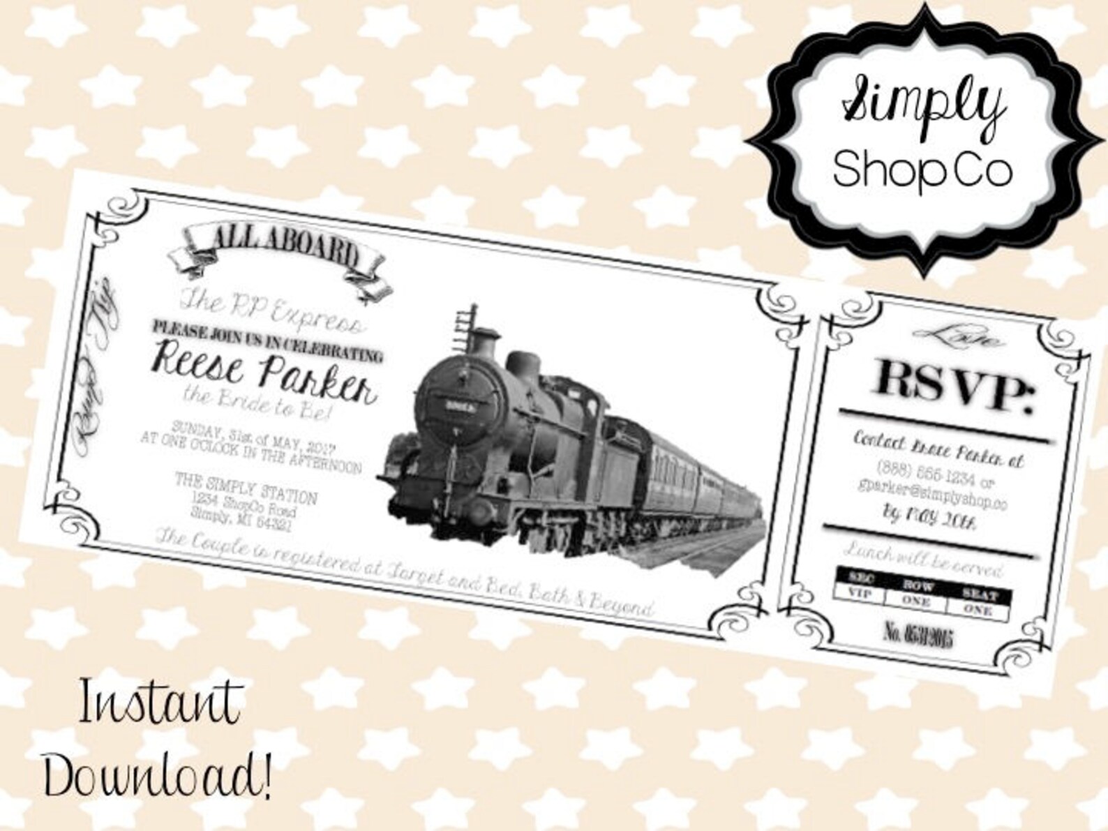 Train Ticket Invitation Invitations Invite Instant - Etsy