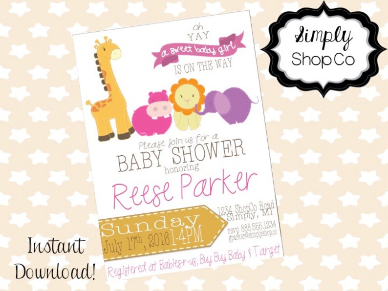 Zoo Animals Baby Shower Invitations Zoo Invite Printable Etsy