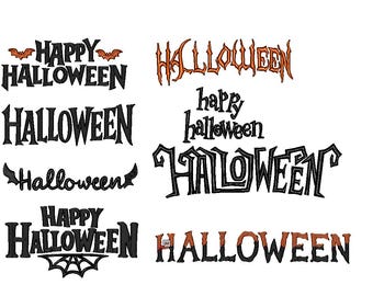 Halloween Stickschrift Bundle: Gruselige Lettering Designs (Digitale Stickdateien)