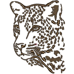 Leopard Face Embroidery Design – Wild Animal Outline Pattern for Jackets, Hoodies, Tote Bags, Safari Theme Décor & Nature Gifts