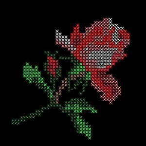 Red Rose Cross Stitch Embroidery Design: Floral Pattern (Digital Download)